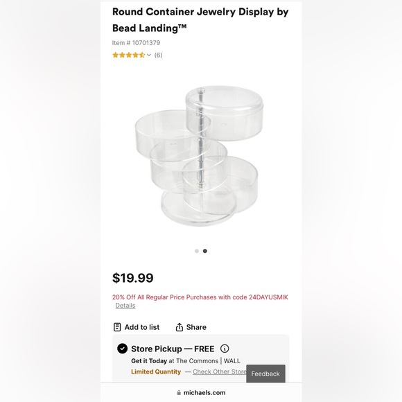 NWT Clear Acrylic Stacked Organizer, Round - Picture 2 of 4